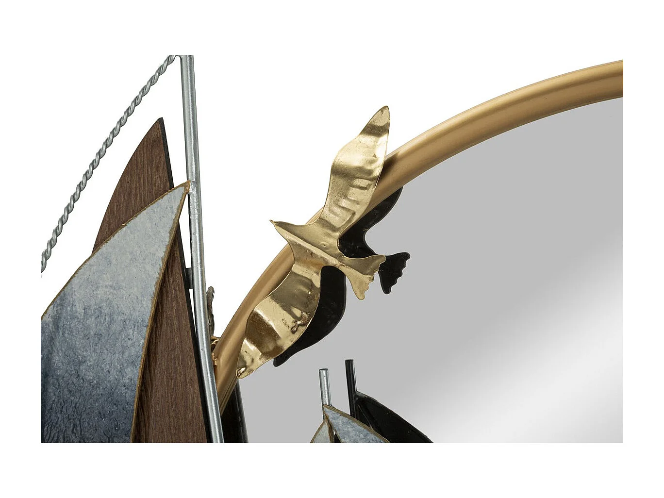 Lustro w Ramie Barca 3, Złoto, 71x8x64 cm, Seven Design