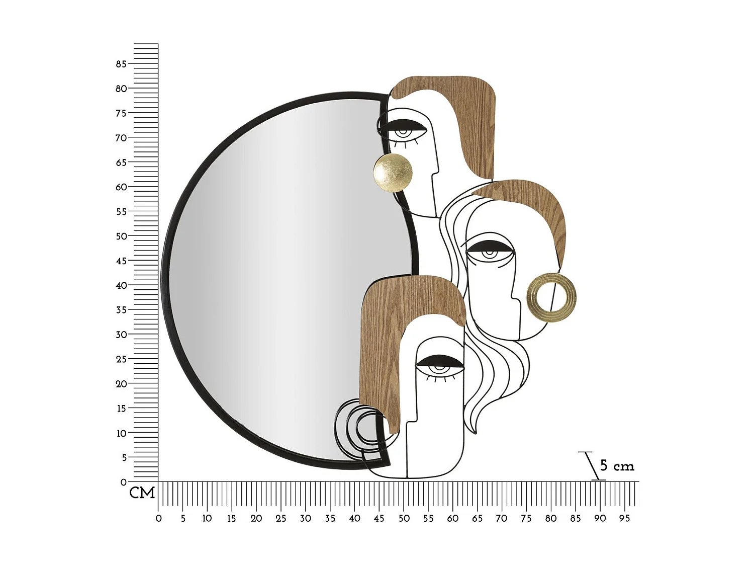 Miroir avec Cadre MF493, Marron, 83x80x80 cm, Seven Design