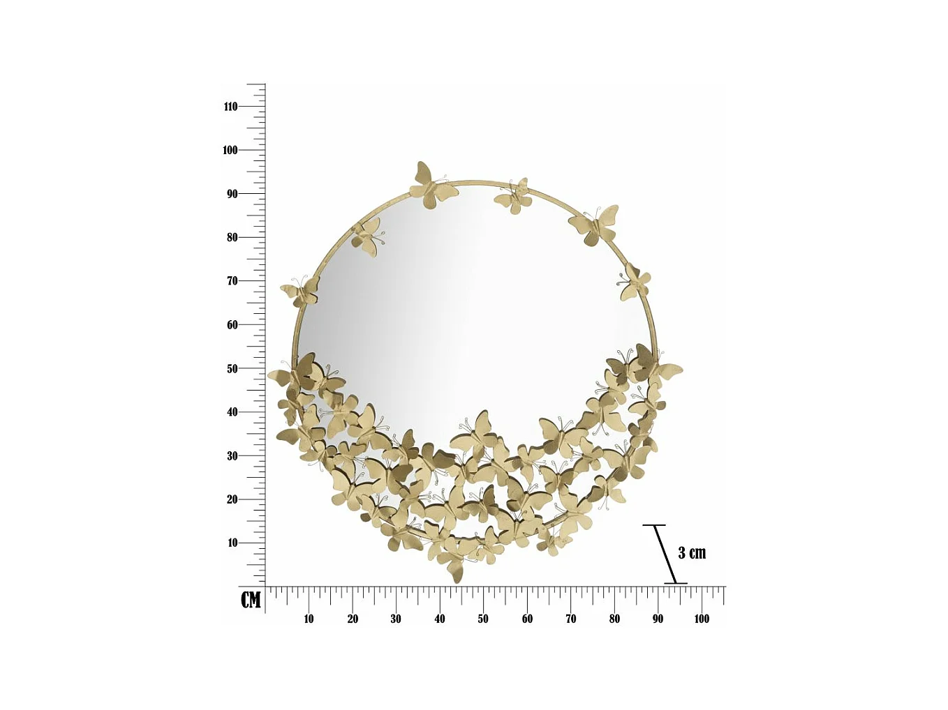 Specchio con Cornice Farfalla 29, Oro, 91x3x94 cm, Epikasa