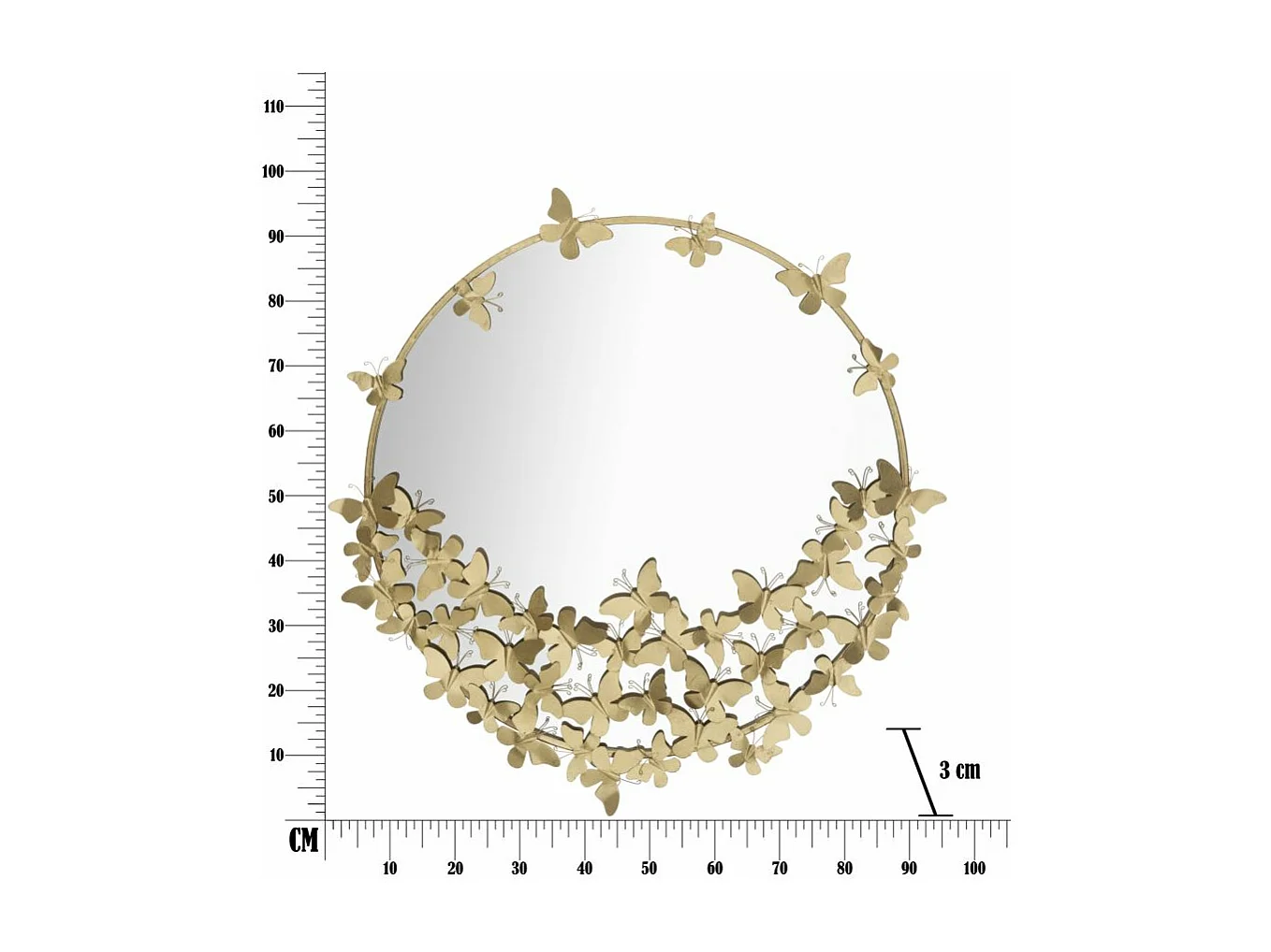 Ingelijste Spiegel Vlinder 29, Goud, 91x3x94 cm, Epikasa