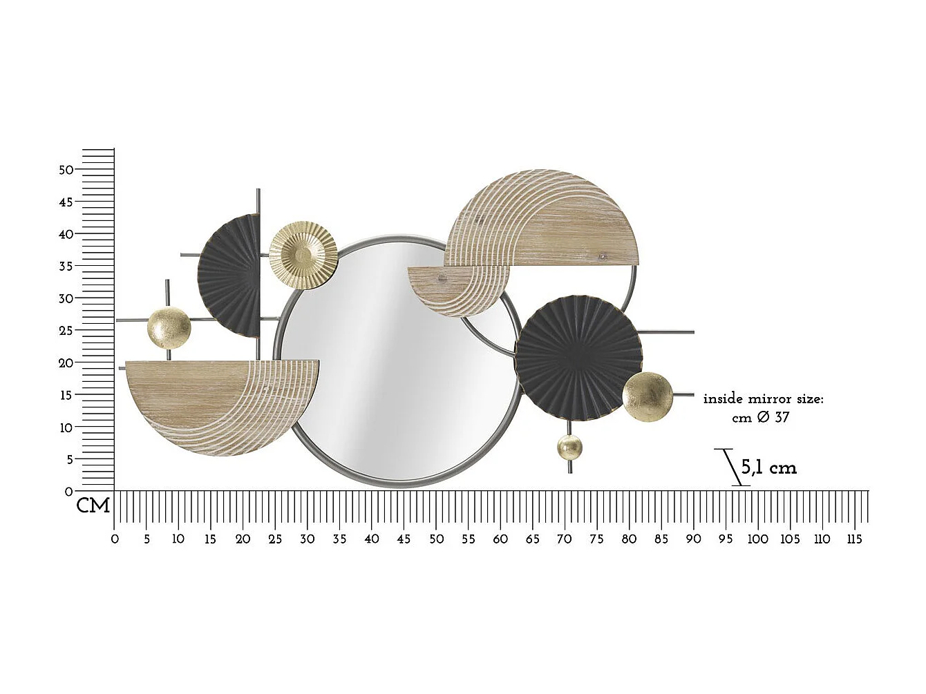 Lustro w Ramie Geometryczny 18, Wielokolorowy, 90,2x5,1x50,2 cm, Seven Design
