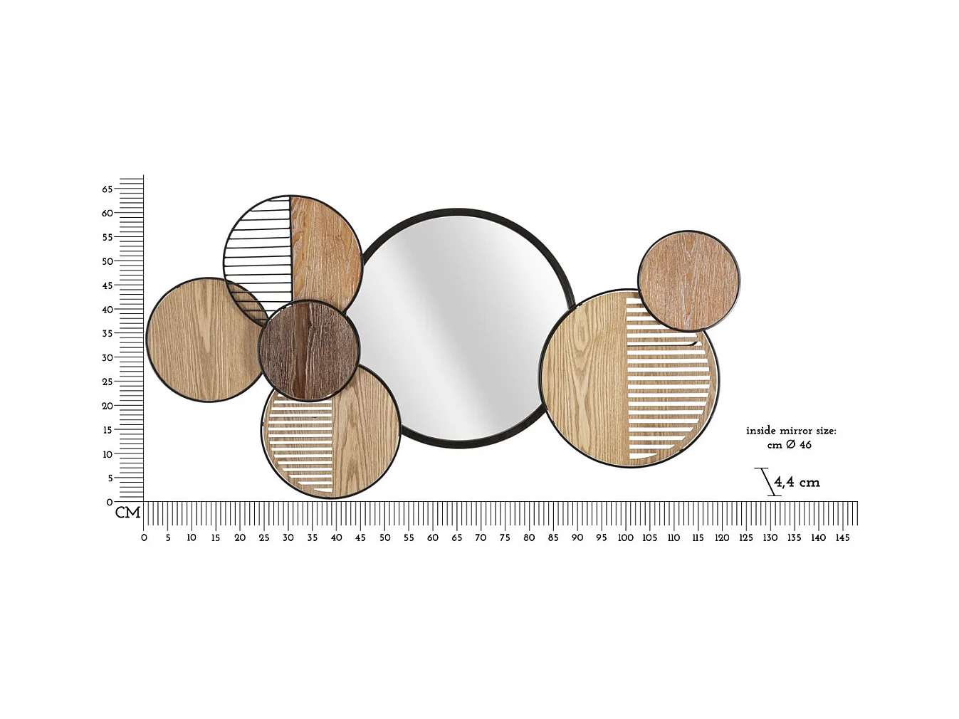 Miroir avec Cadre Géométrique 15, Multicouleur, 123,2x4,4x63,5 cm, Seven Design