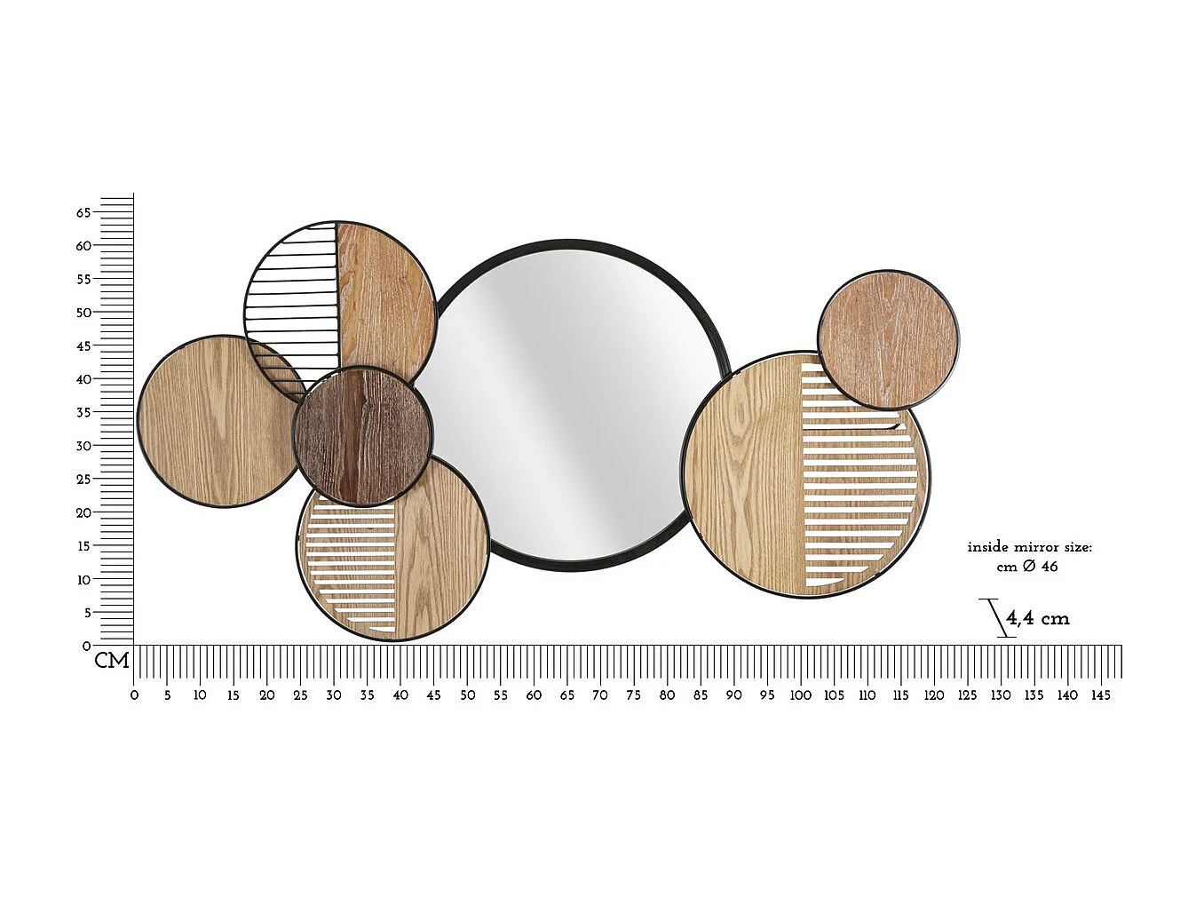 Lustro w Ramie Geometryczny 15, Wielokolorowy, 123,2x4,4x63,5 cm, Seven Design