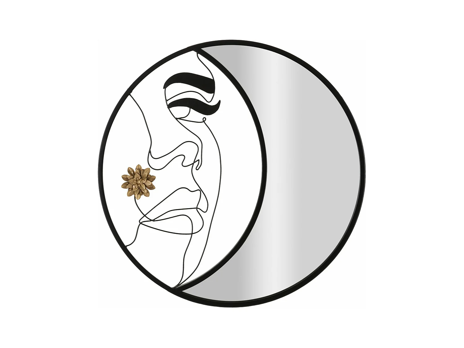 Miroir avec Cadre Lune 4, Noir, 80x3,8x80 cm, Epikasa