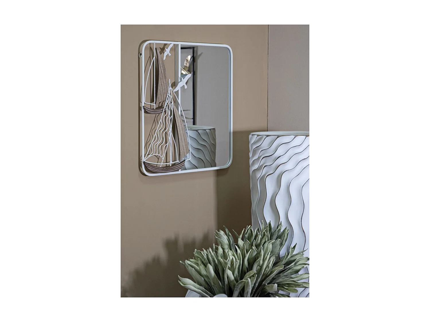 Lustro w Ramie MF498, Biały, 60x4,4x60 cm, Seven Design