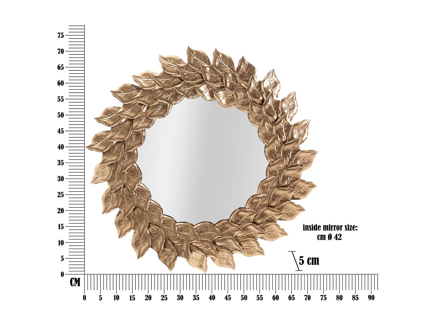 Miroir avec Cadre MF494, Cuivre, 73x5x73 cm, Seven Design