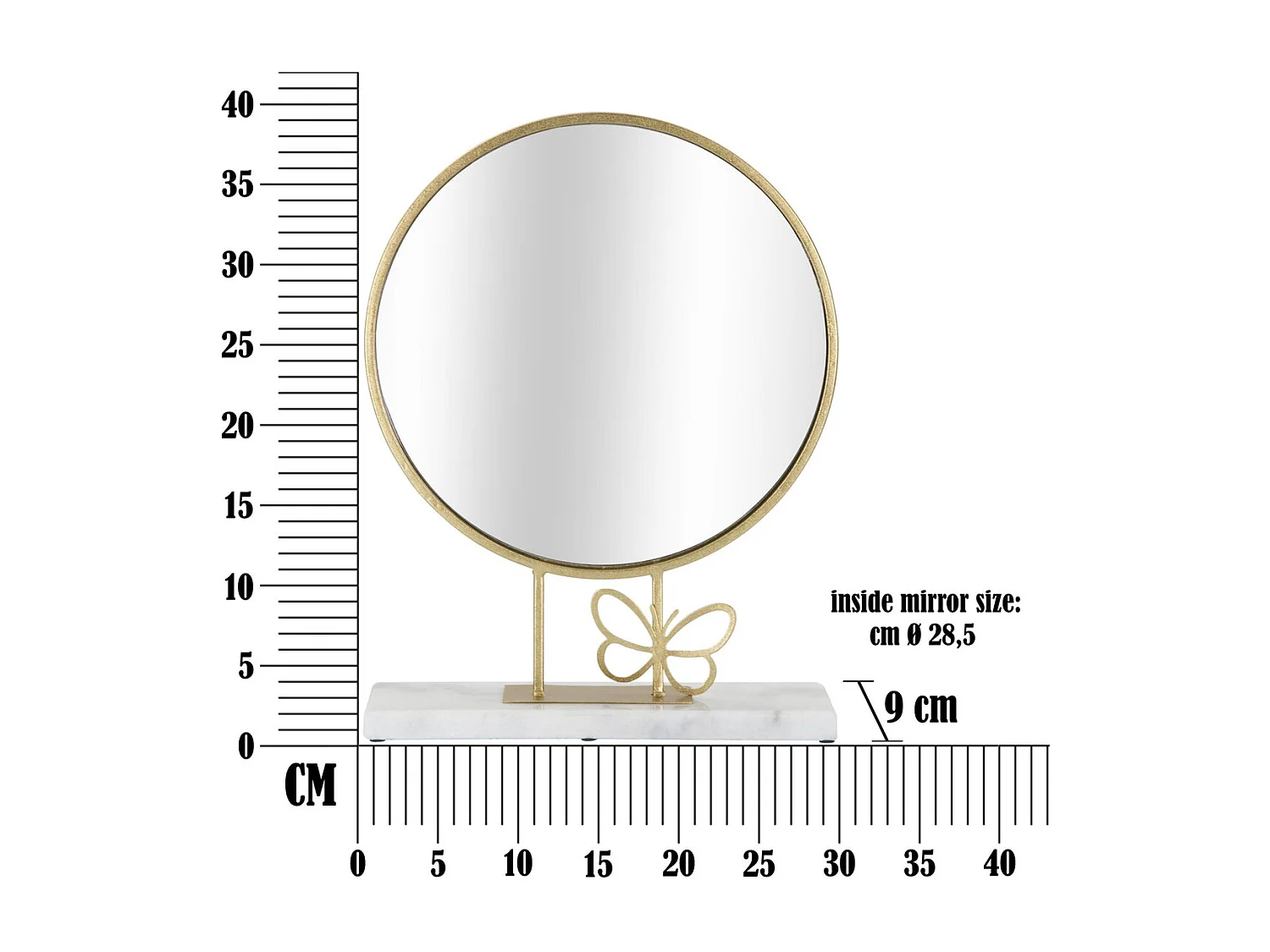 Miroir avec Cadre MF504, Or, 30x9x39,5 cm, Seven Design