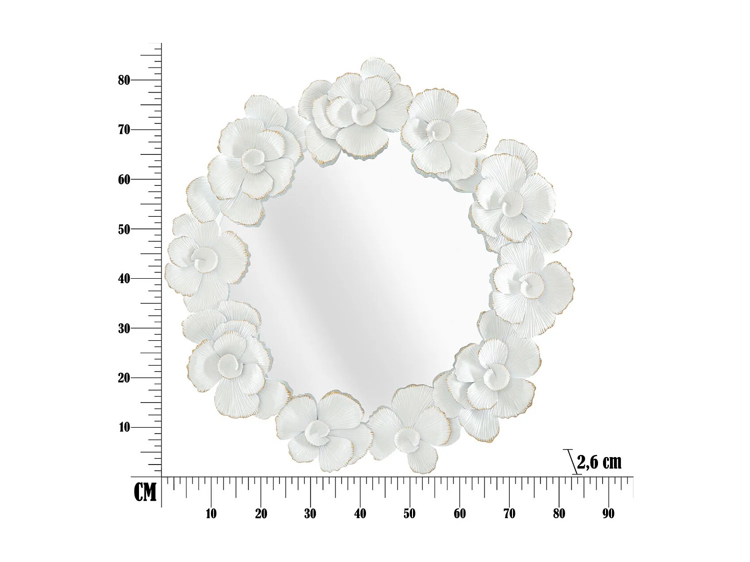 Miroir avec Cadre MF489, Blanc, 82x2,6x85,5 cm, Seven Design