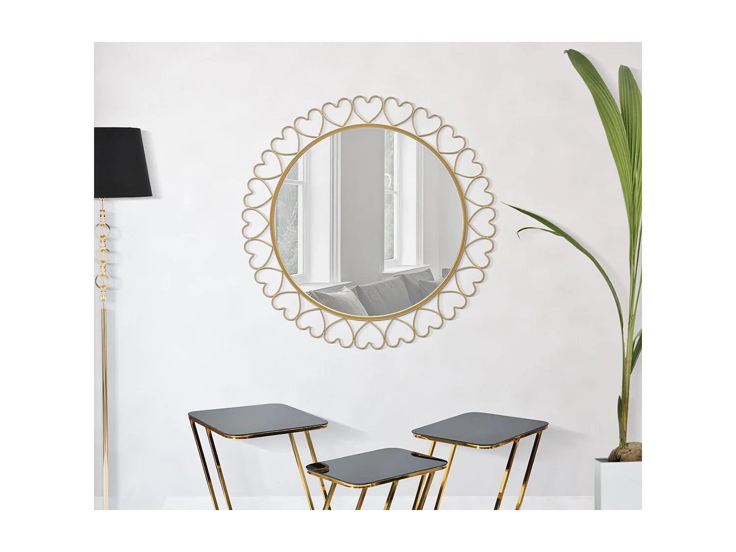 Lustro w Ramie MF492, Złoto, 80x2,5x80 cm, Seven Design