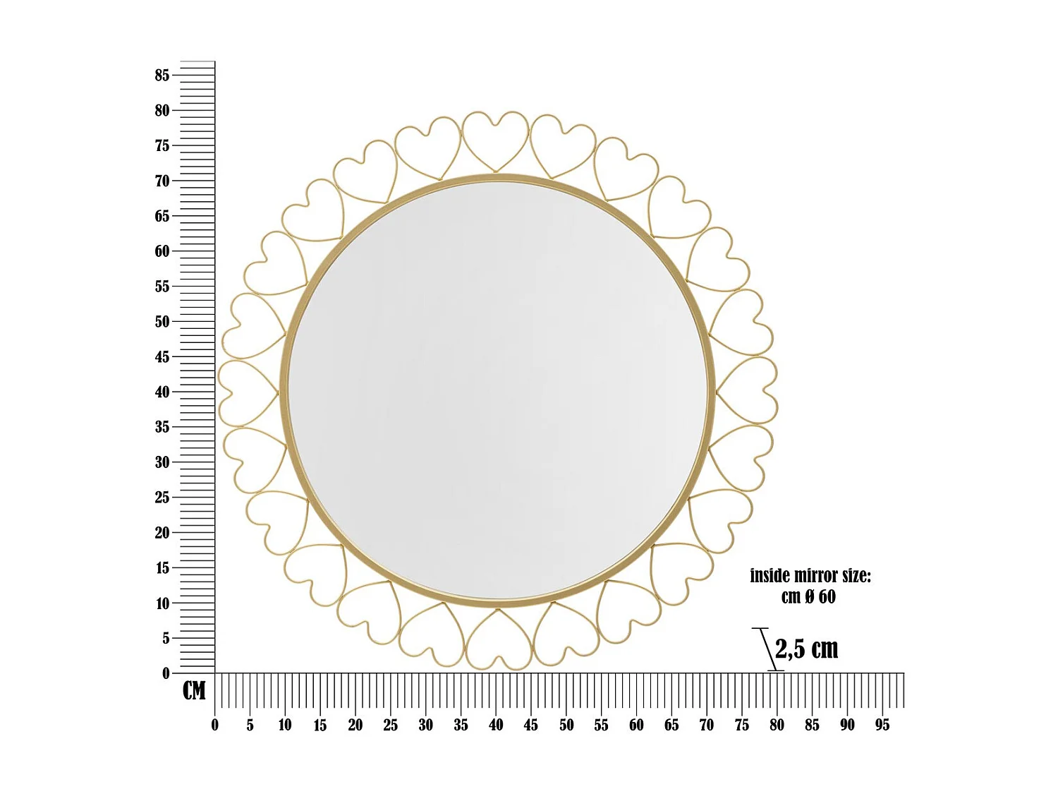 Lustro w Ramie MF492, Złoto, 80x2,5x80 cm, Seven Design