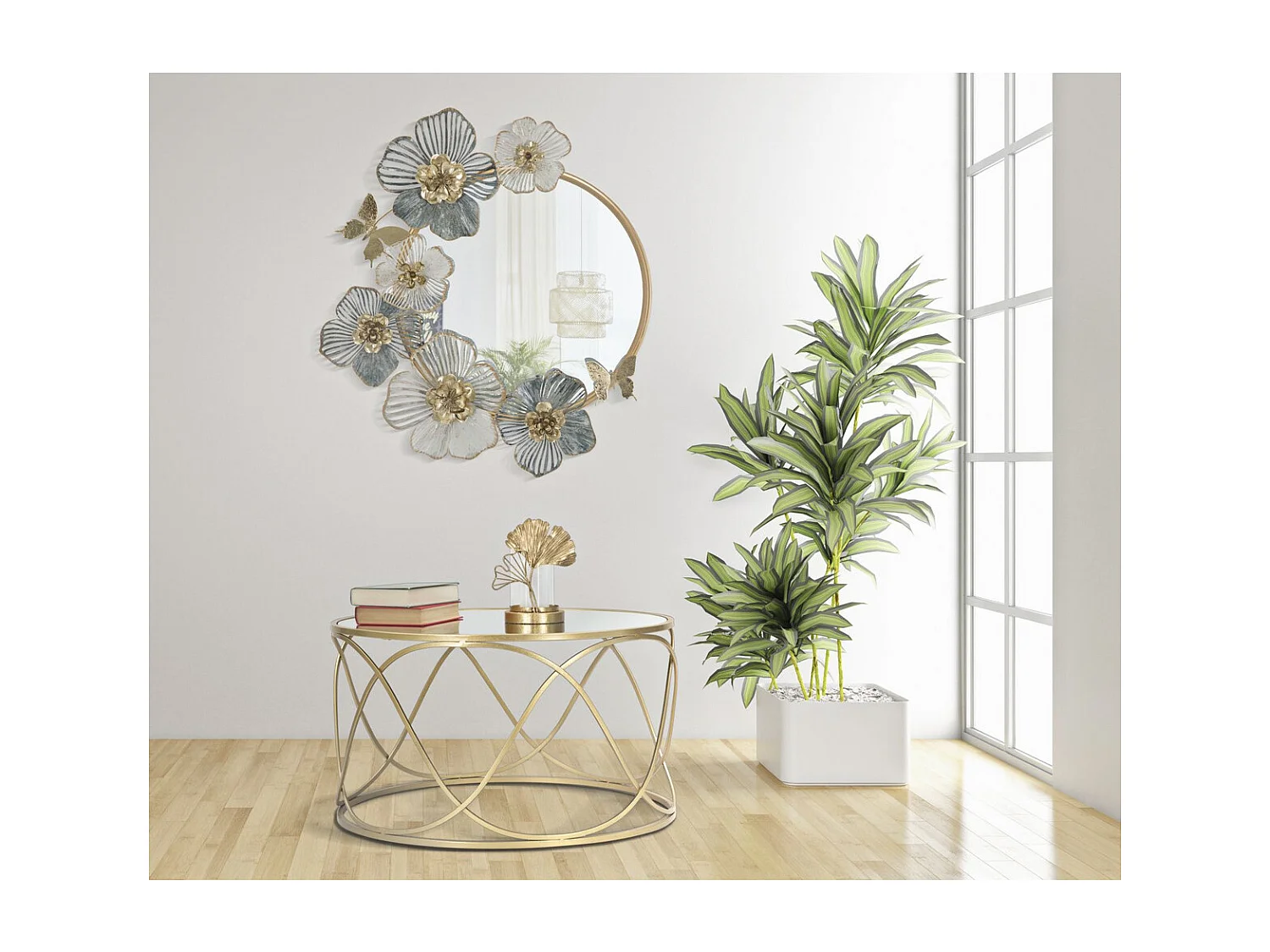 Miroir avec Cadre Fleurs 59, Multicouleur, 63x6,4x70,5 cm, Seven Design