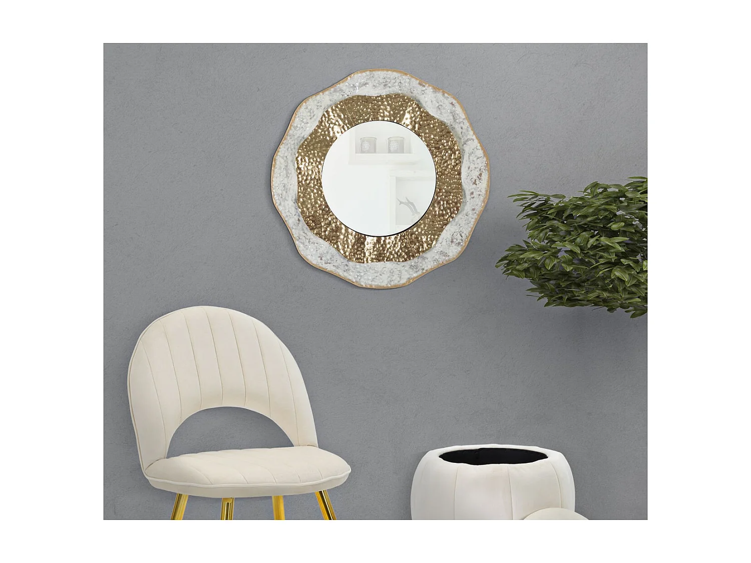 Miroir avec Cadre MF503, Or, 54,5x4,5x54,5 cm, Seven Design