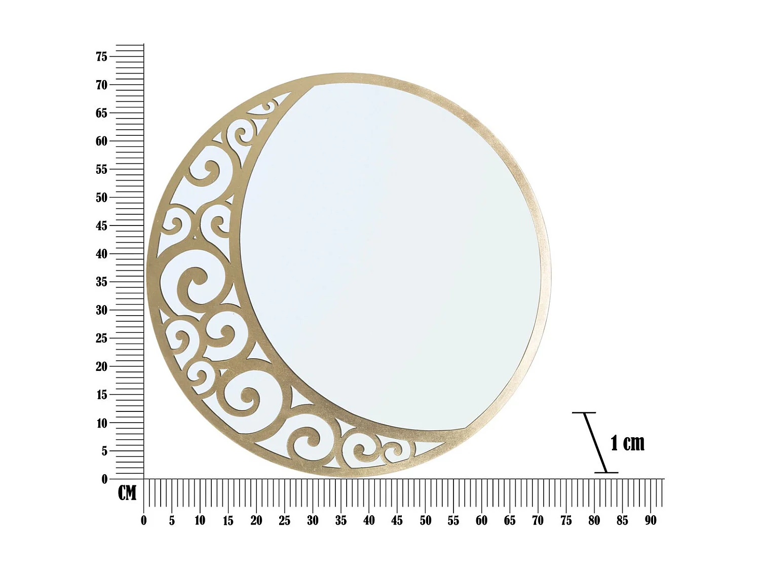 Miroir avec Cadre Lune 2, Or, 72x1x72 cm, Seven Design