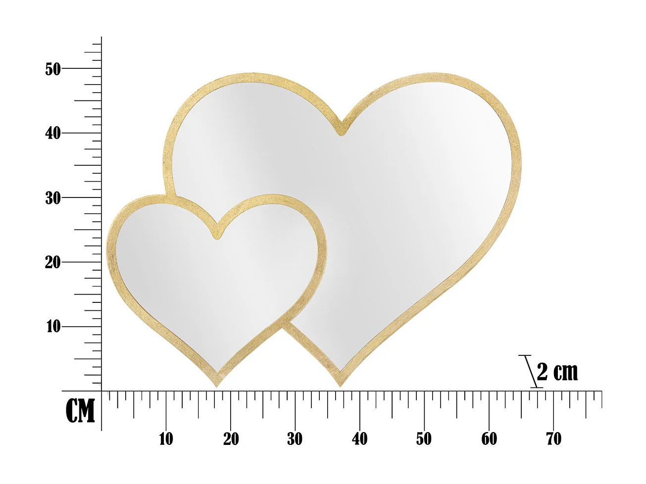Miroir avec Cadre Cœur 24, Or, 65x2x50 cm, Seven Design
