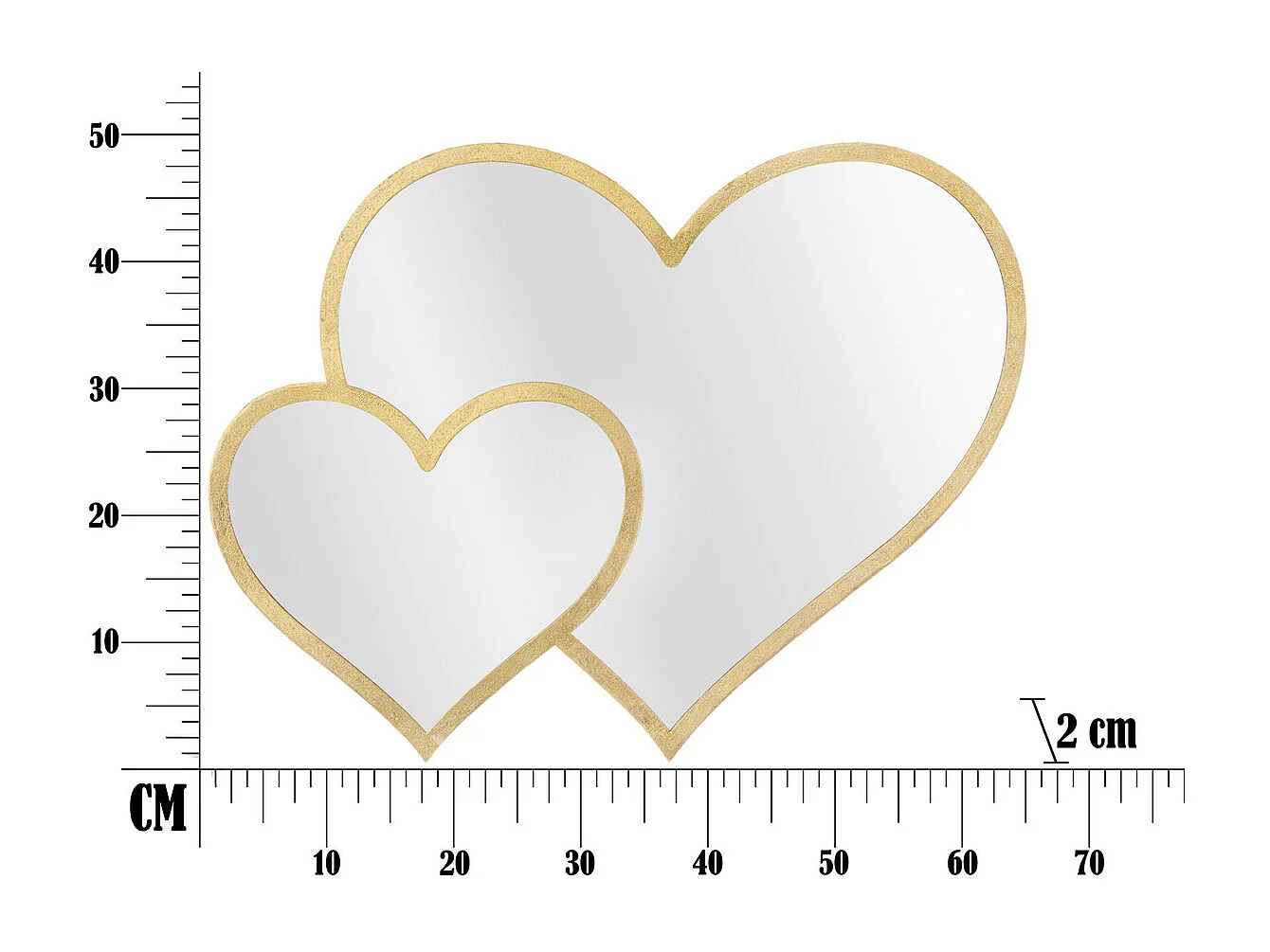 Miroir avec Cadre Cœur 24, Or, 65x2x50 cm, Seven Design