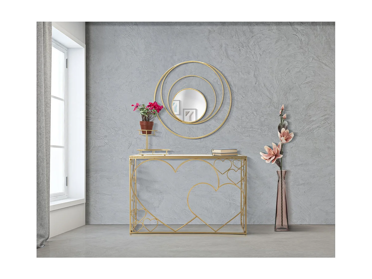 Ingelijste Spiegel MF500, Goud, 80x3,5x80 cm, Seven Design