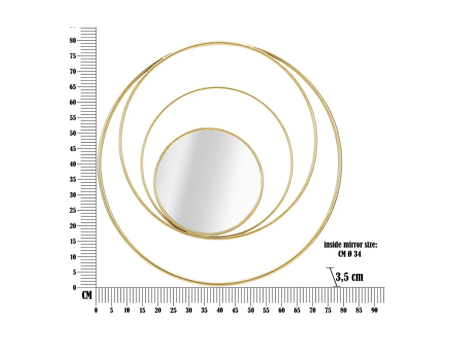 Ingelijste Spiegel MF500, Goud, 80x3,5x80 cm, Seven Design