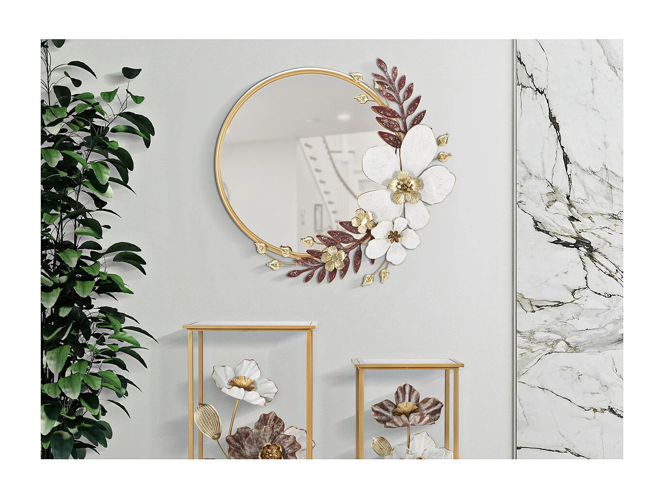 Ingelijste Spiegel Bloemen 58, Veelkleurig, 74,9x7,6x72,4 cm, Epikasa