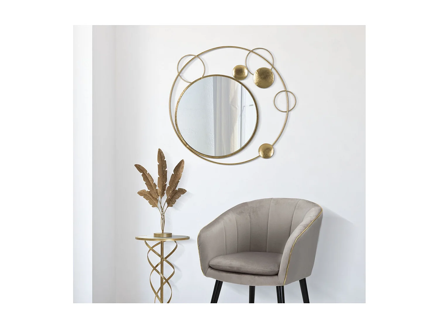 Ingelijste Spiegel Maan 3, Goud, 90x3x83 cm, Seven Design