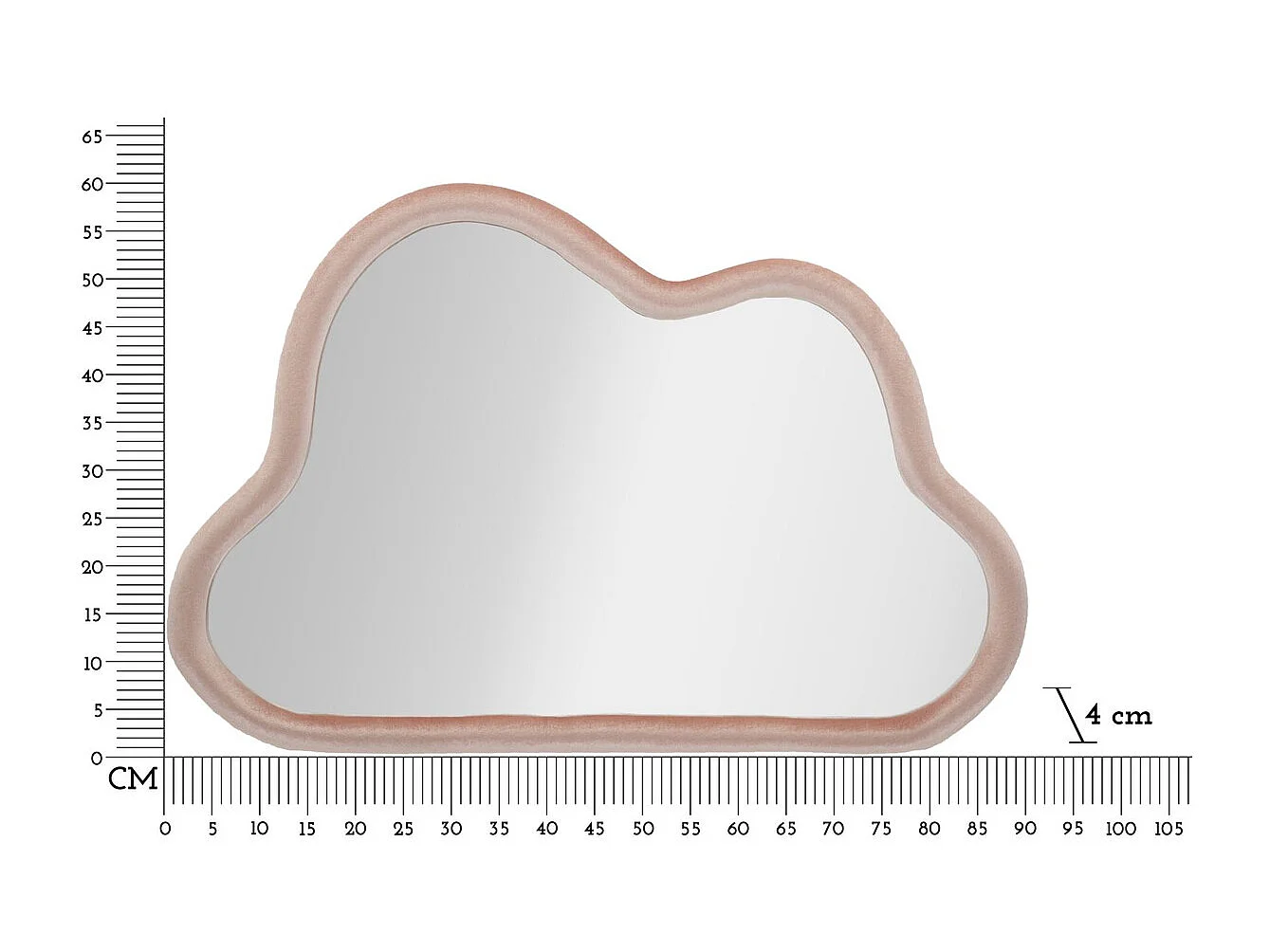 Miroir avec Cadre Cloud, Rose, 90x4x60 cm, Seven Design