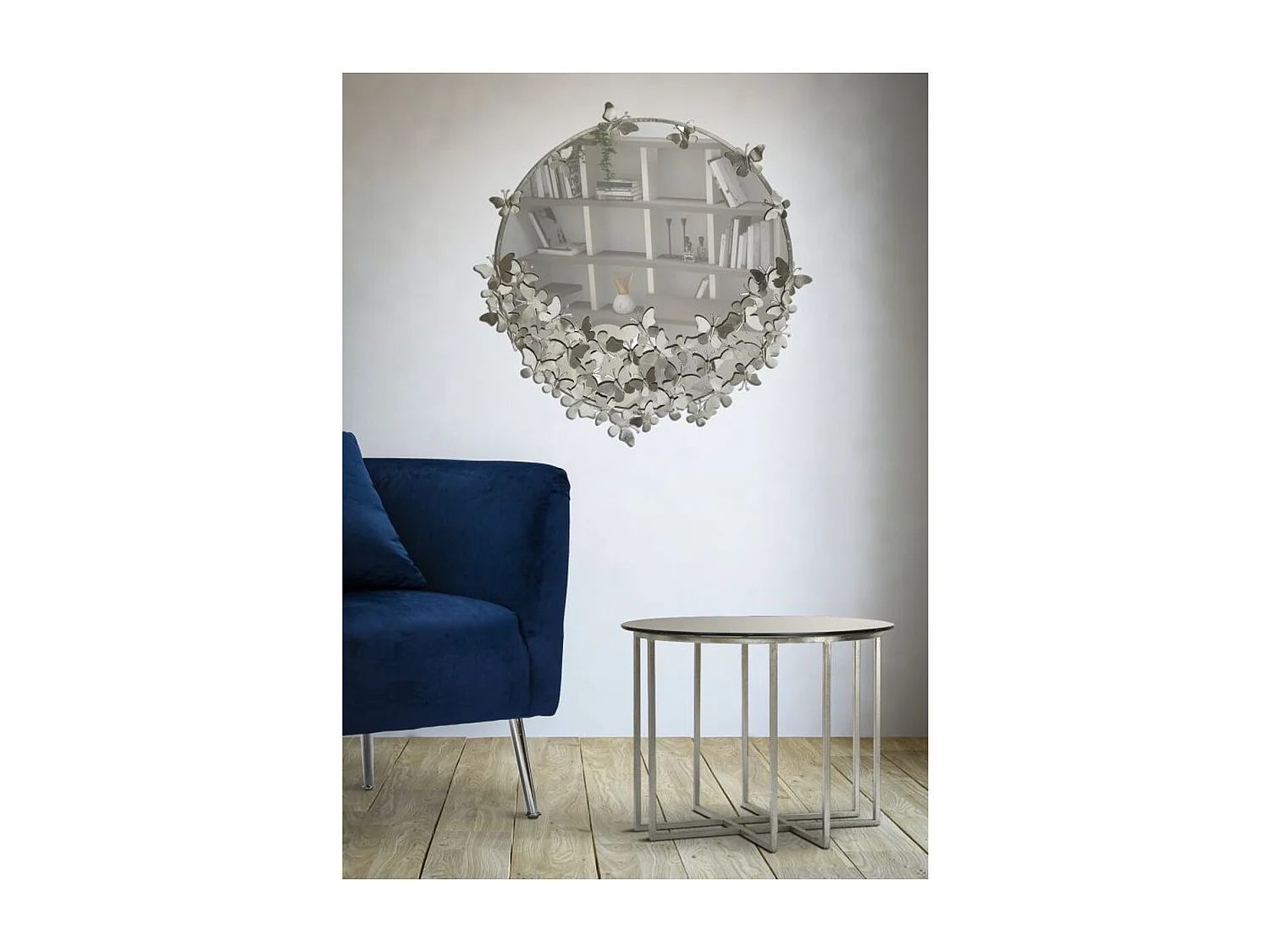 Miroir avec Cadre Papillon 30, Argent, 91x3x94 cm, Epikasa