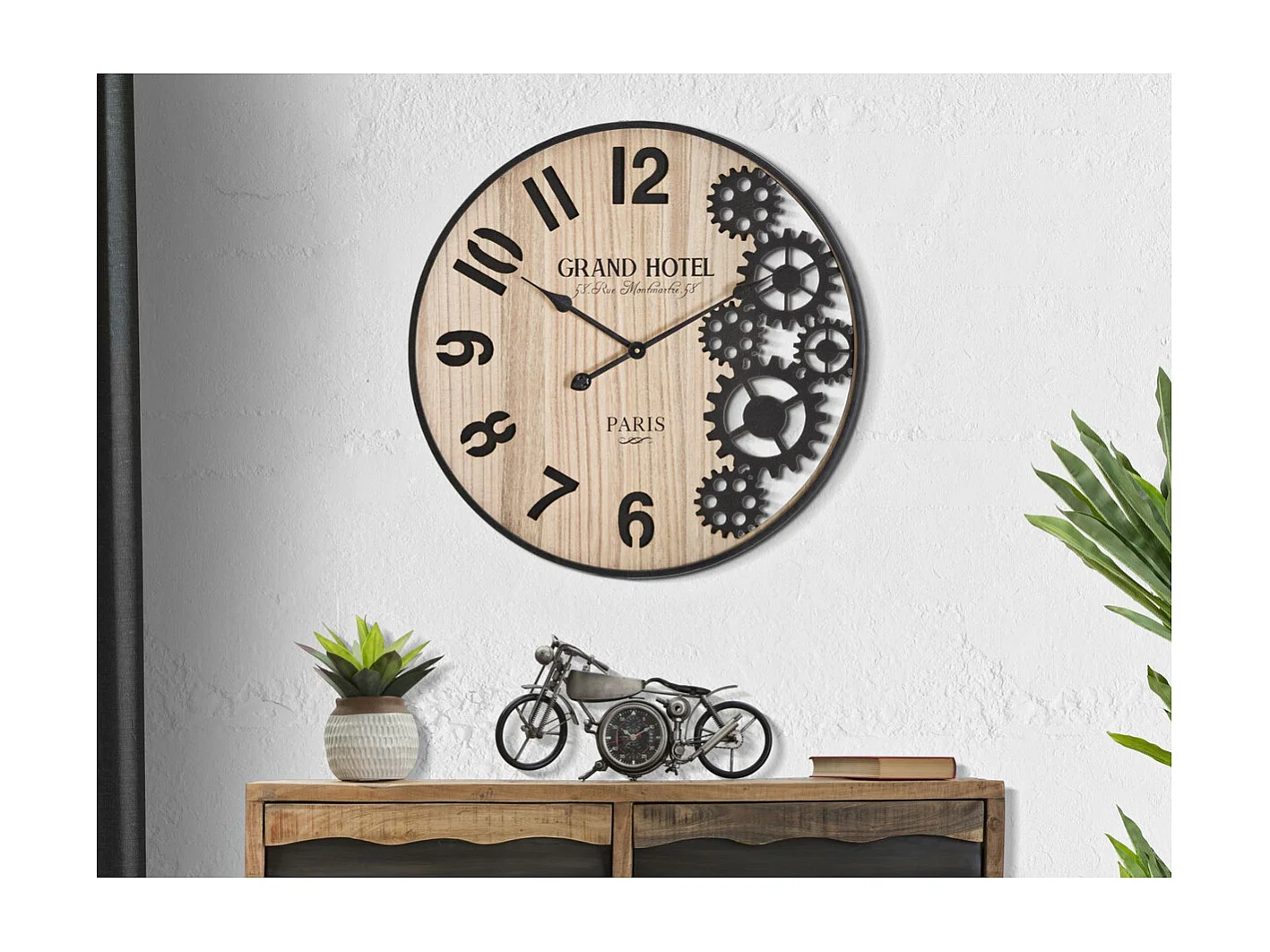 Horloge Murale MF255, Marron, 60x4,5x60 cm, Seven Design