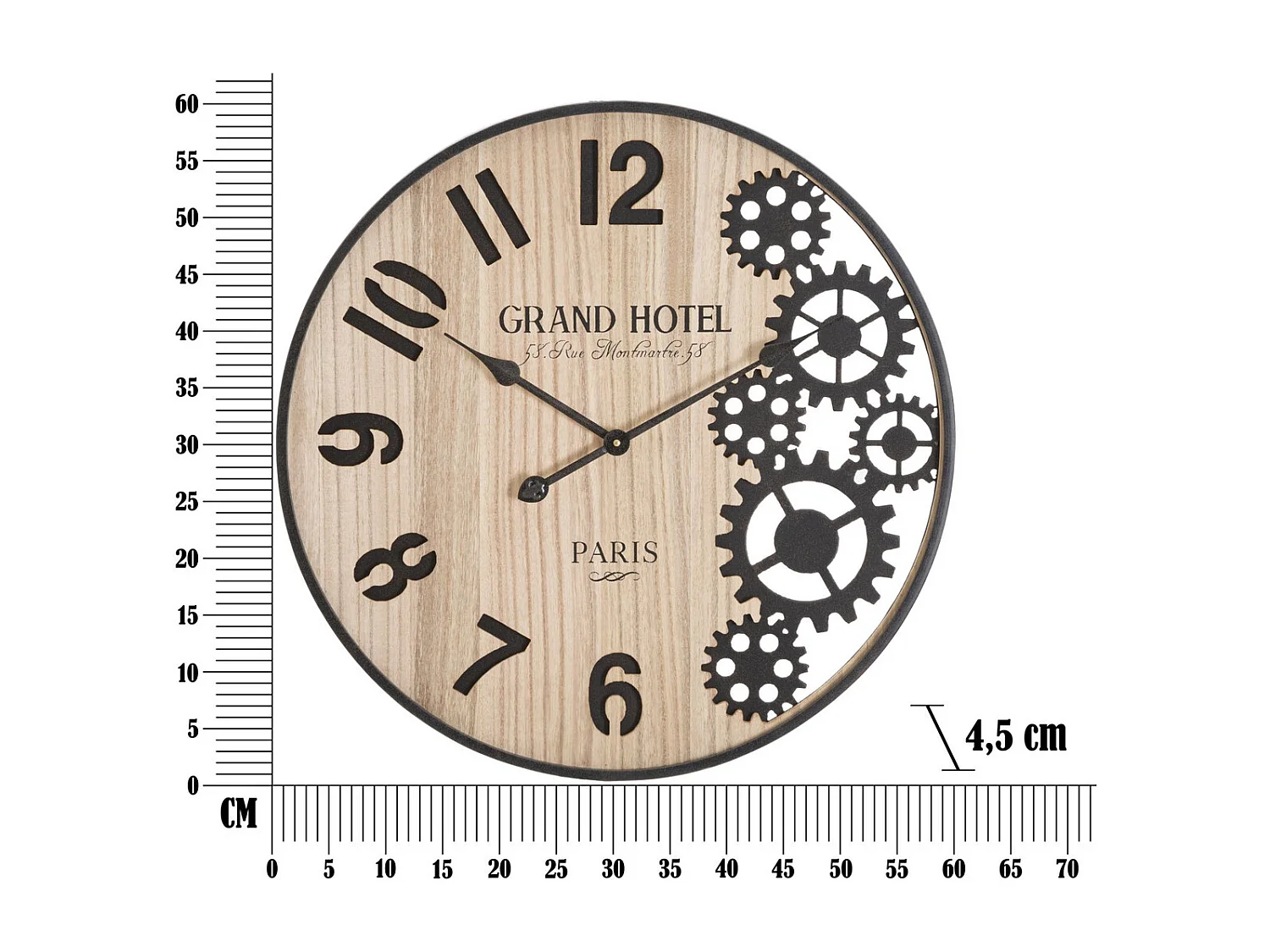Horloge Murale MF255, Marron, 60x4,5x60 cm, Seven Design