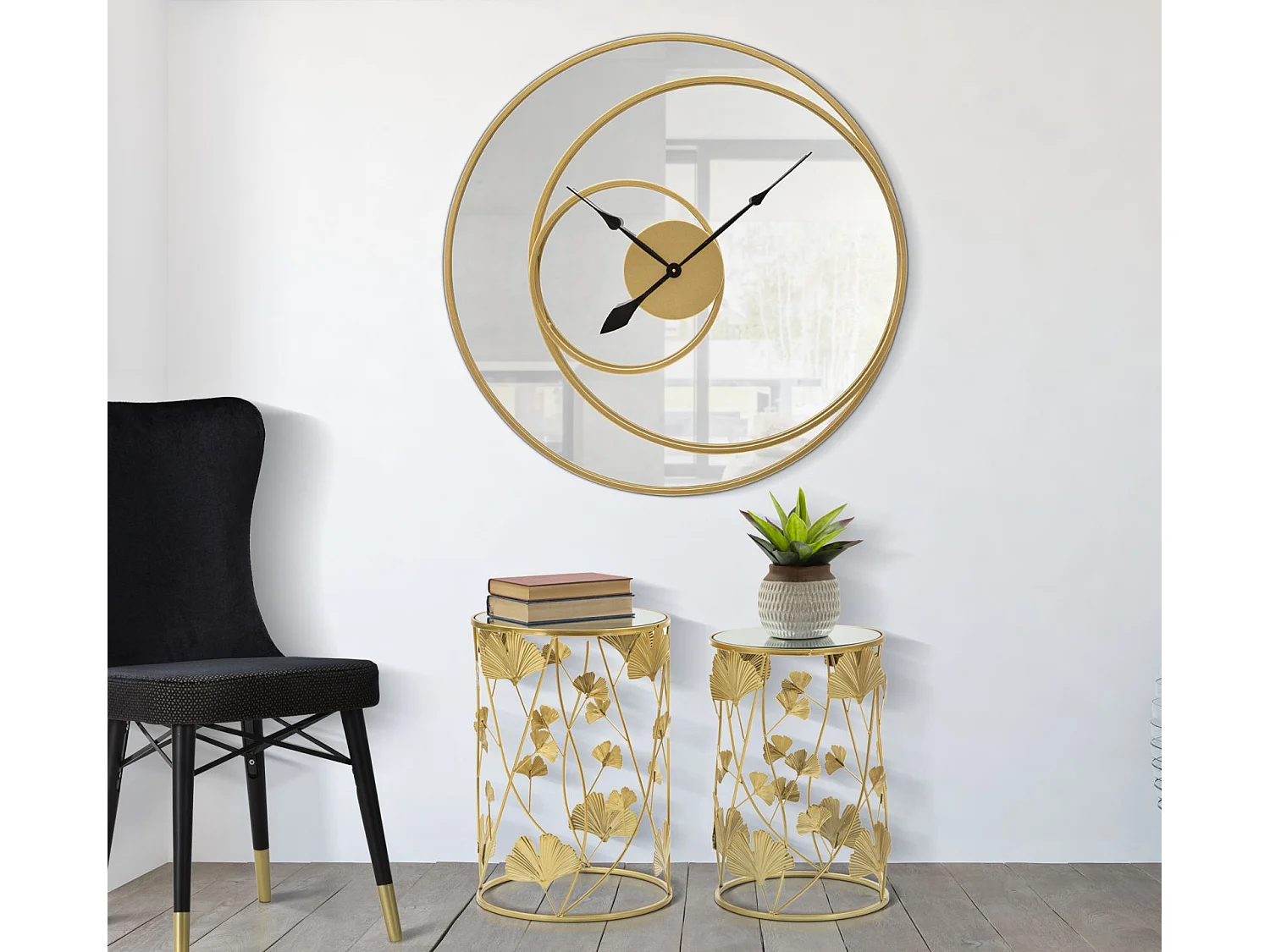 Horloge Murale Luna, Or, 90x5,5x90 cm, Epikasa