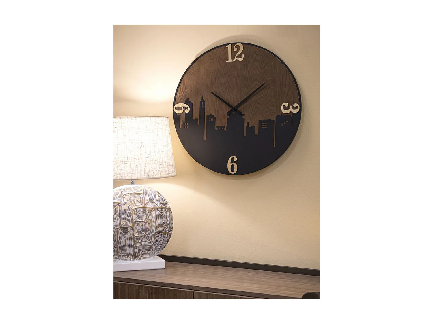 Horloge Murale MF253, Marron, 60x2x60 cm, Seven Design