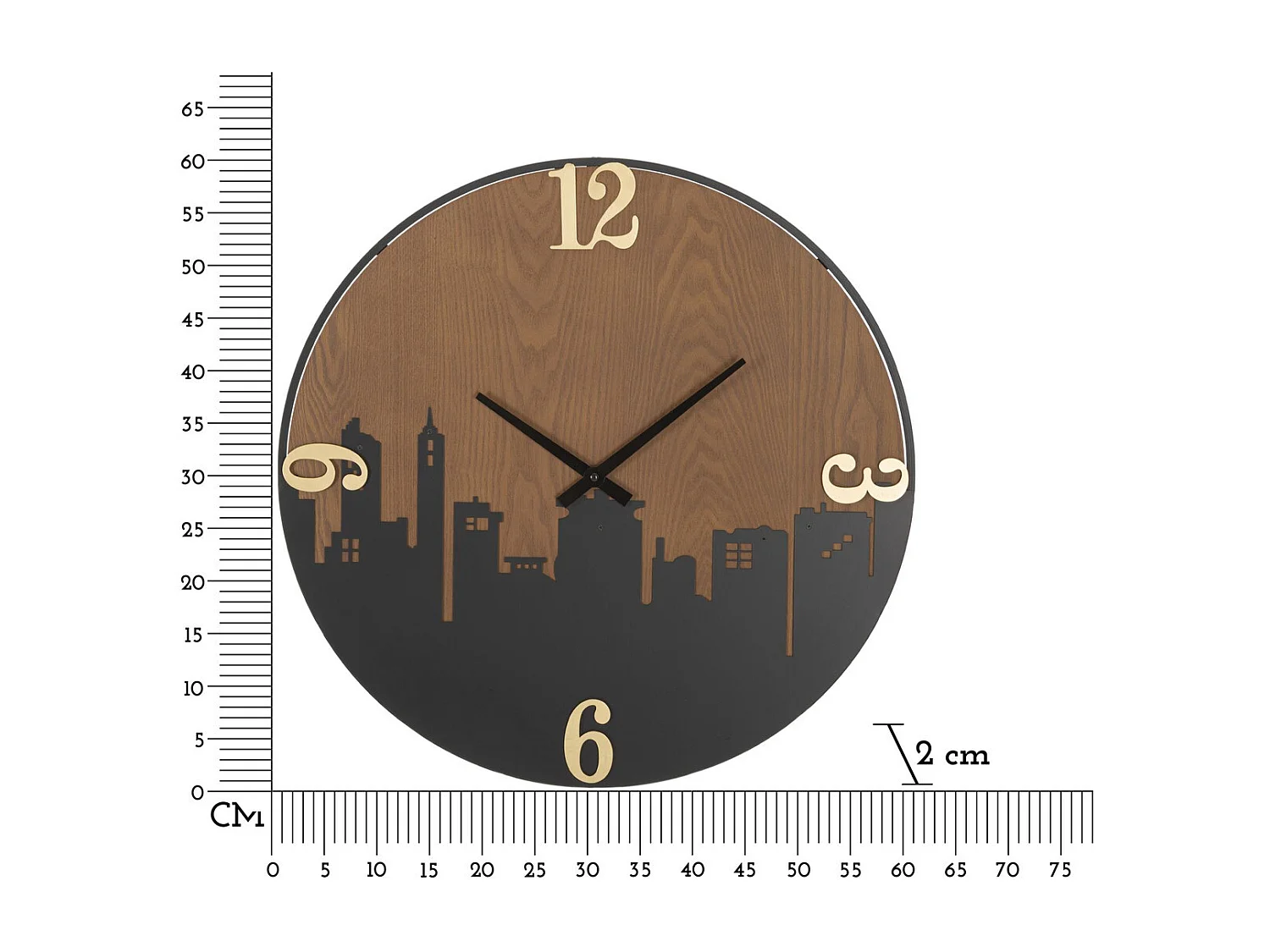 Horloge Murale MF253, Marron, 60x2x60 cm, Seven Design