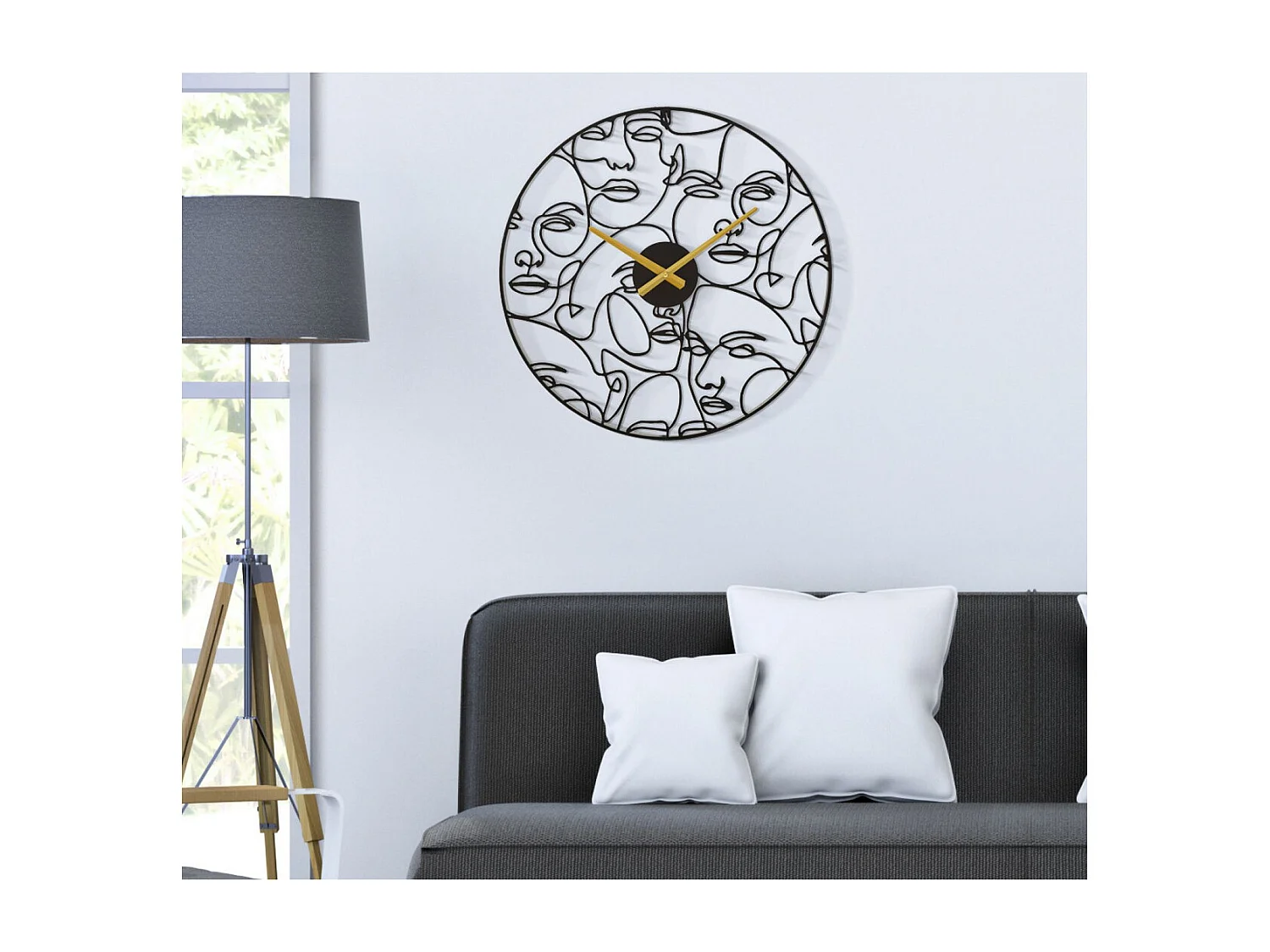 Horloge Murale MF242, Noir, 50x3,5x50 cm, Seven Design