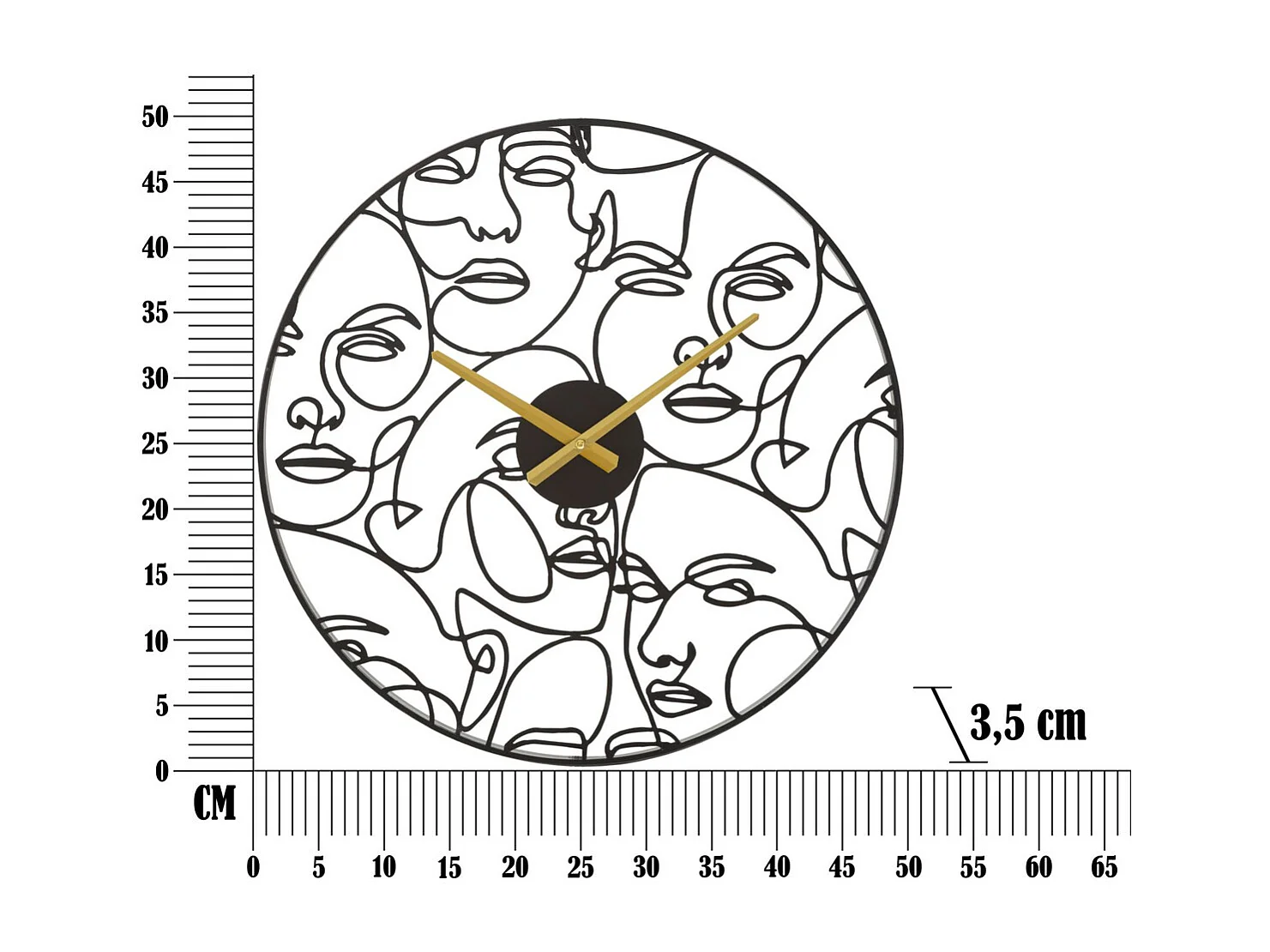 Horloge Murale MF242, Noir, 50x3,5x50 cm, Seven Design