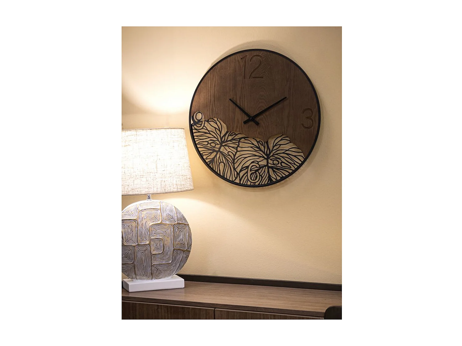 Horloge Murale MF263, Marron, 60x2x60 cm, Seven Design