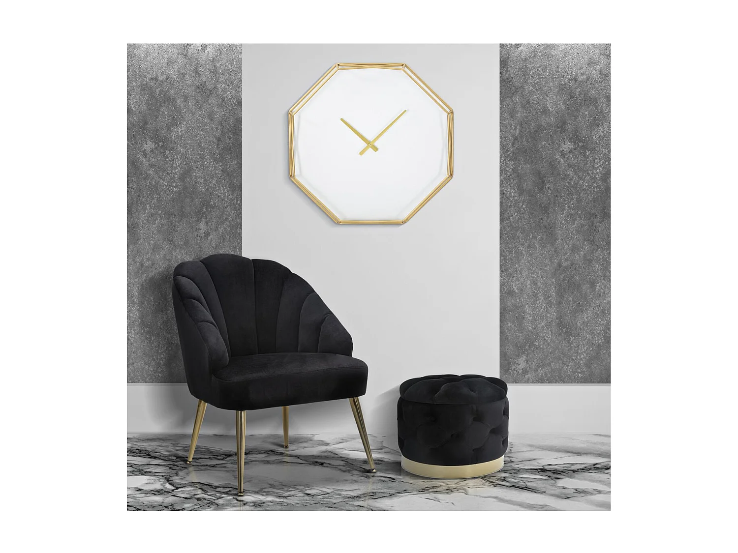 Horloge Murale MF281, Or, 56x6,5x56 cm, Seven Design