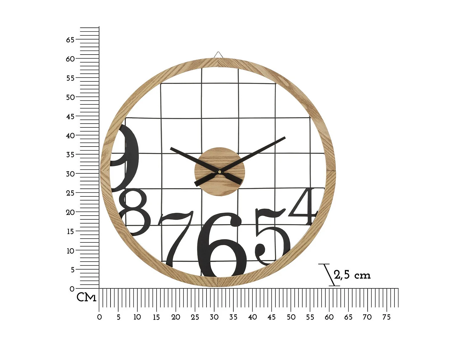 Horloge Murale MF266, Marron, 60x2,5x60 cm, Seven Design