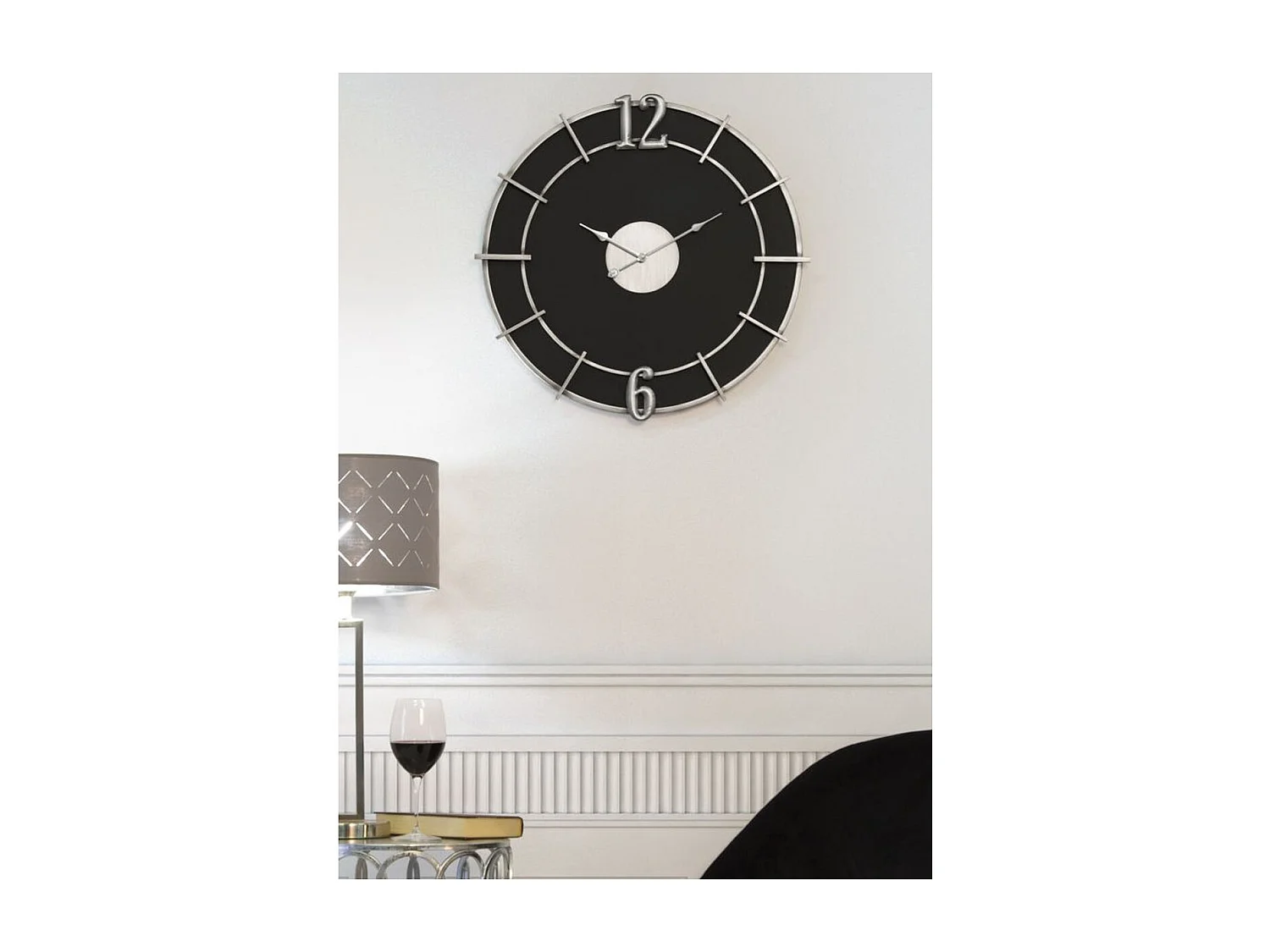 Horloge Murale MF252, Noir, 60x4,5x60 cm, Seven Design