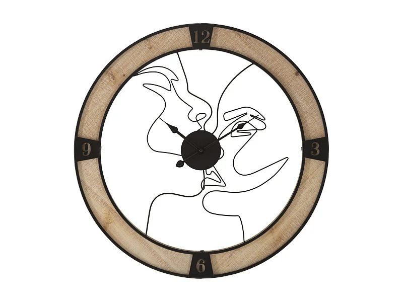 Horloge Murale MF246, Marron, 60x3x60 cm, Seven Design