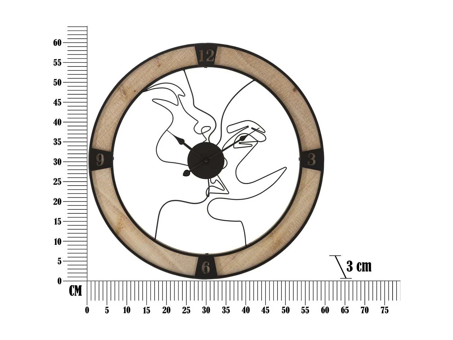 Horloge Murale MF246, Marron, 60x3x60 cm, Seven Design