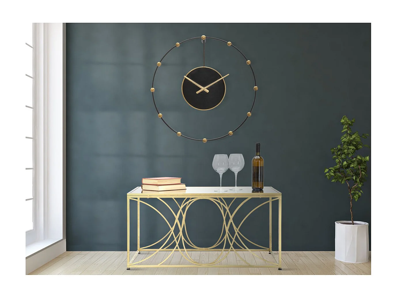 Horloge Murale MF244, Noir, 61x4,5x61 cm, Seven Design