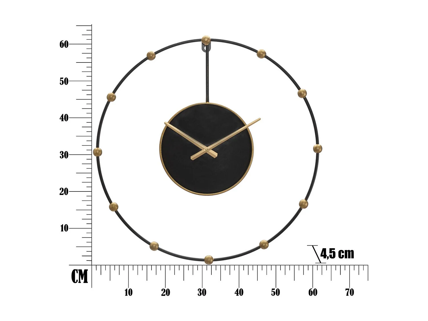 Horloge Murale MF244, Noir, 61x4,5x61 cm, Seven Design