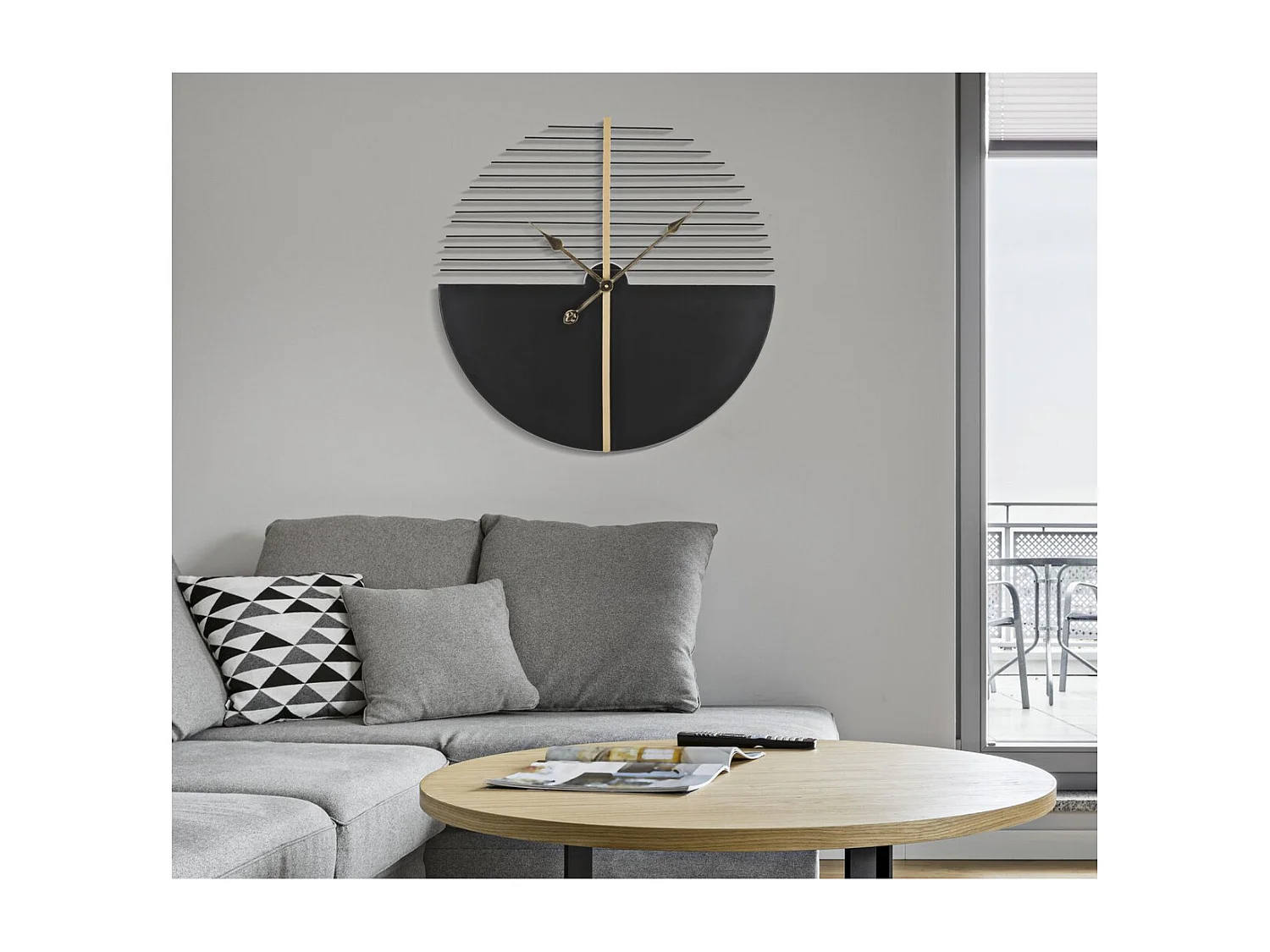 Horloge Murale MF236, Noir, 60x4,5x60 cm, Seven Design