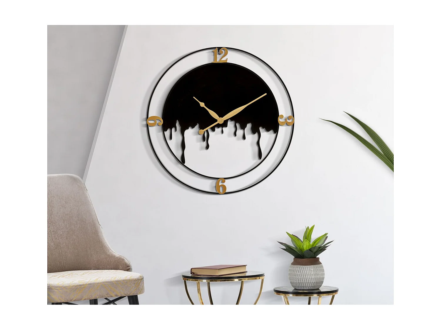 Horloge Murale MF235, Noir, 66x4x66 cm, Seven Design