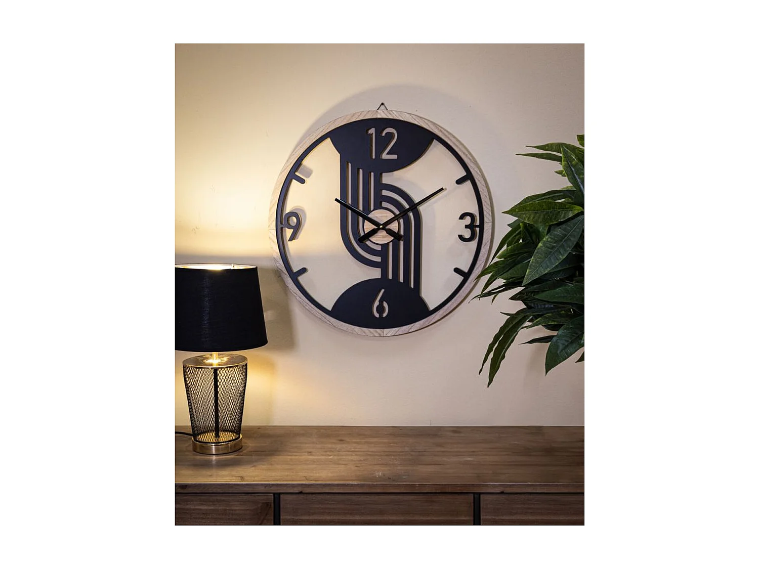 Horloge Murale MF269, Noir, 60x2,5x60 cm, Seven Design