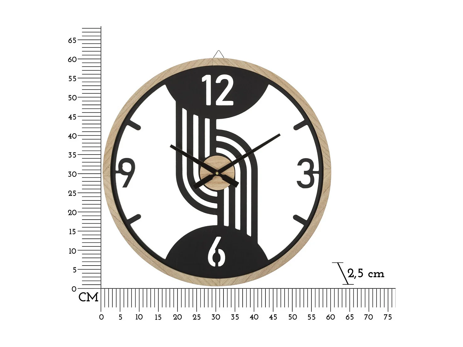 Horloge Murale MF269, Noir, 60x2,5x60 cm, Seven Design