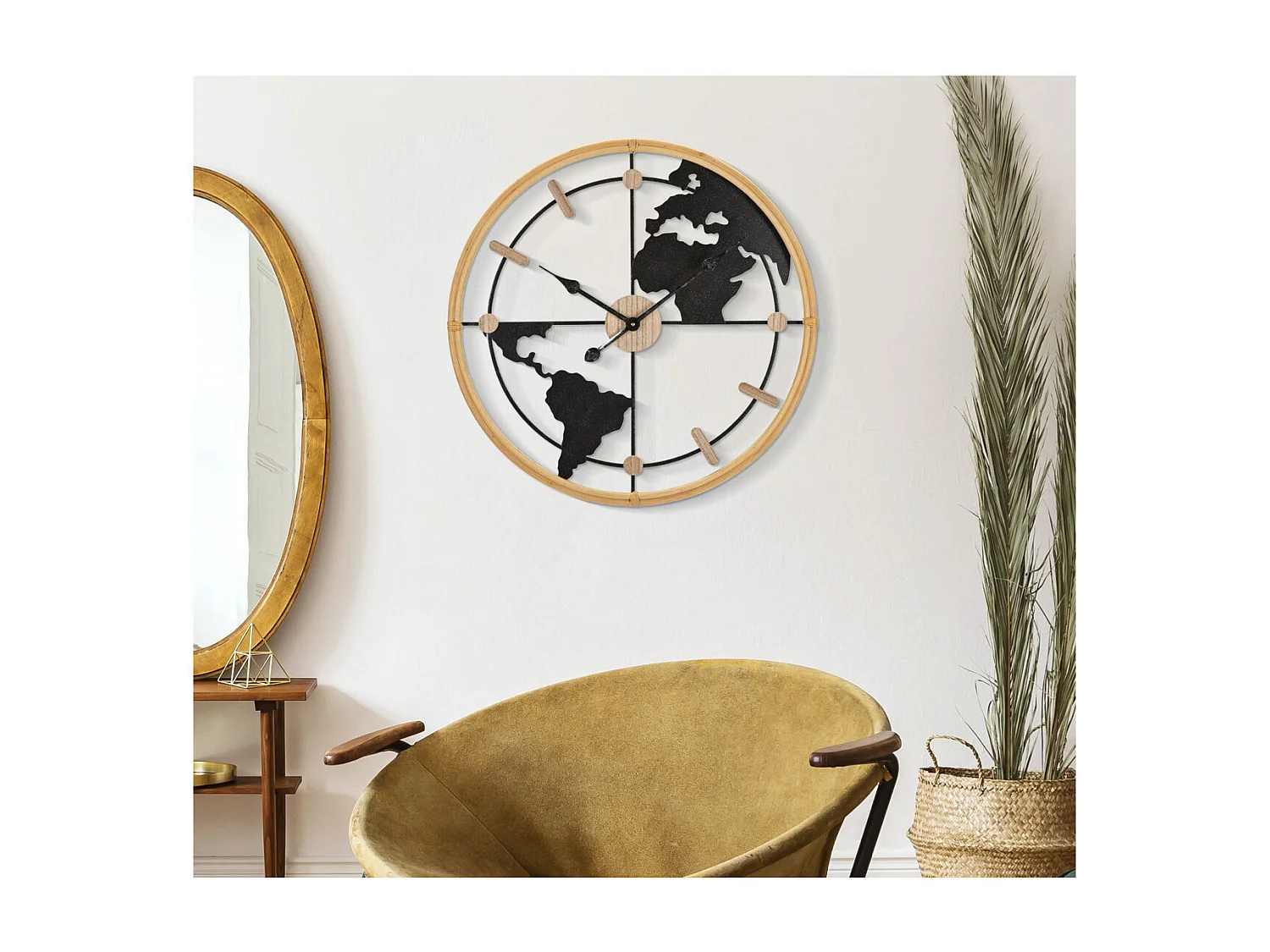Horloge Murale MF249, Noir, 60x5x60 cm, Seven Design