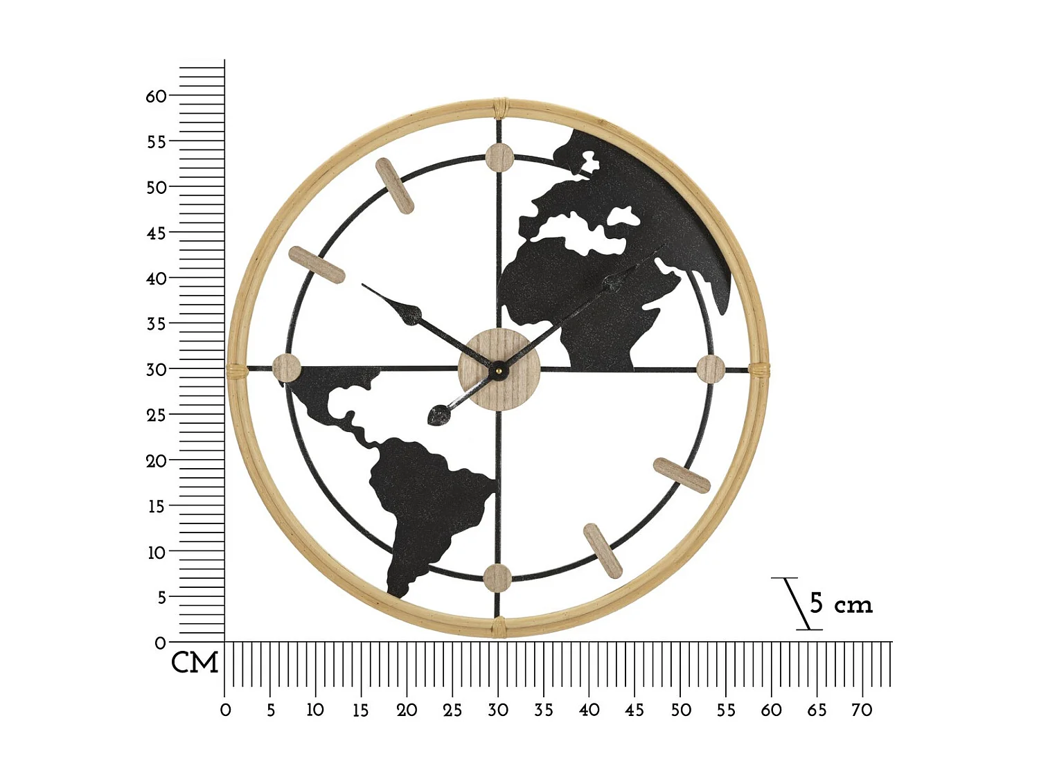Horloge Murale MF249, Noir, 60x5x60 cm, Seven Design