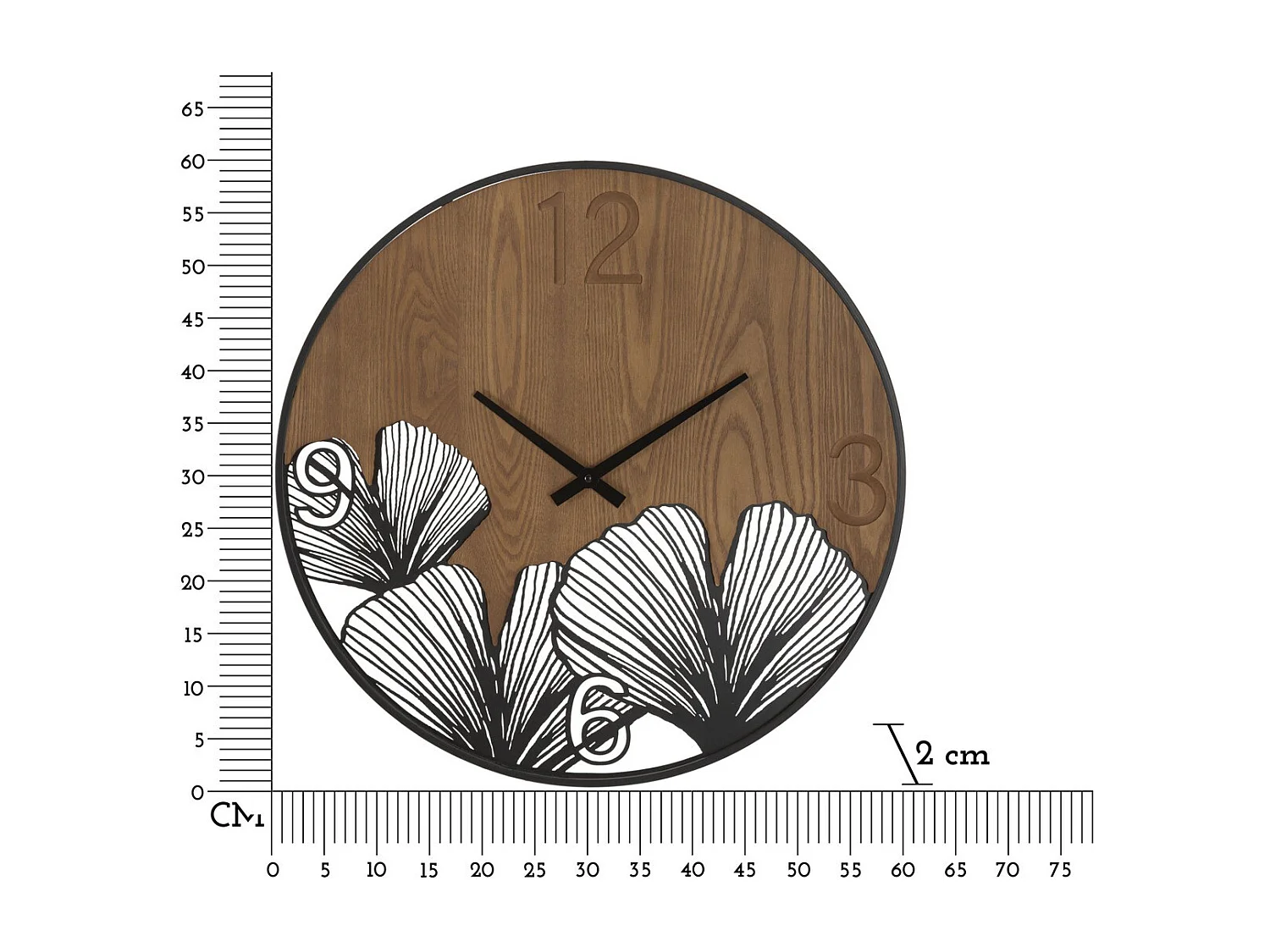 Horloge Murale MF260, Marron, 60x2x60 cm, Seven Design