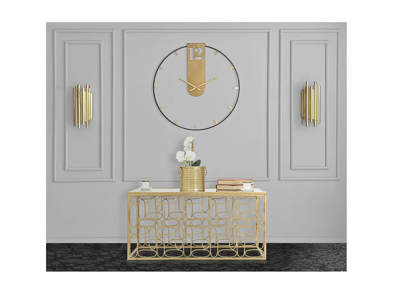 Wandklok MF243, Zwart, 60x4,5x60 cm, Seven Design