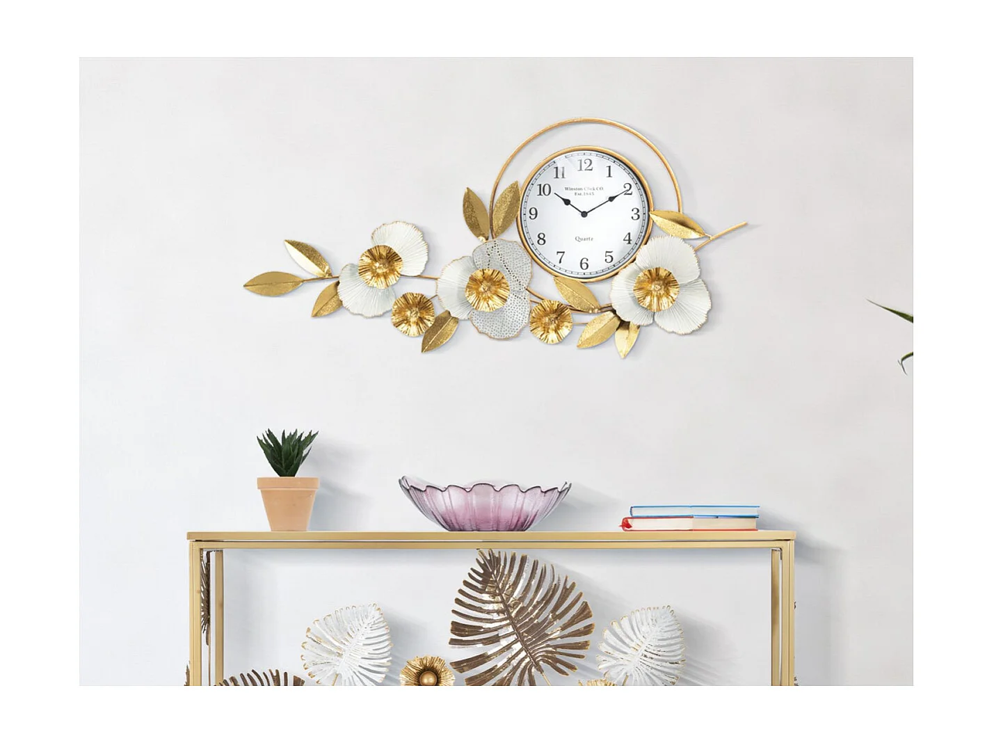 Horloge Murale MF282, Or, 92,5x8x45,5 cm, Seven Design