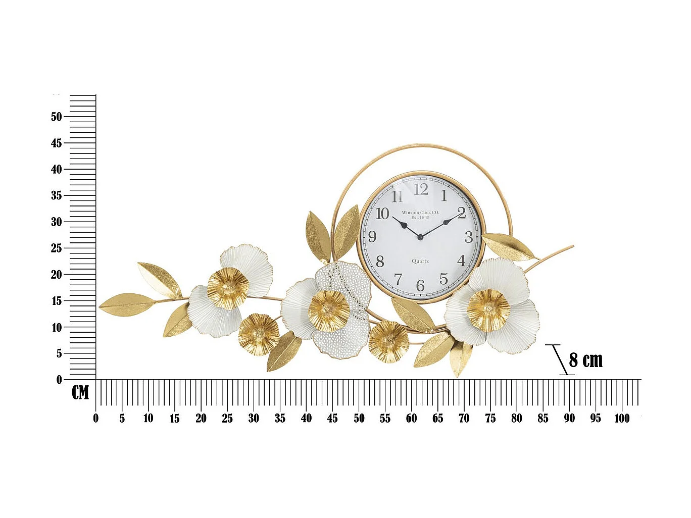 Horloge Murale MF282, Or, 92,5x8x45,5 cm, Seven Design
